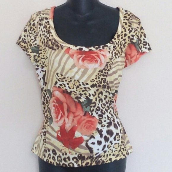 ST. JOHN Floral and Animal Print Women's Top - Picture 1 of 8
